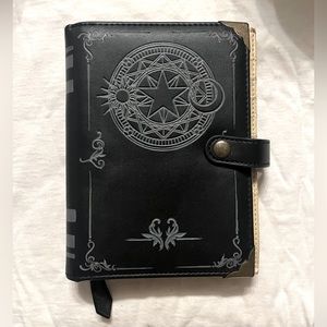 Spell book billfold wallet with zip portion black magic arcane
